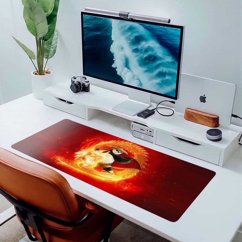 MousePad Grande RGB Kung Fu Panda Arte Anime Filme Infantil Mouse Pad Gamer Grande Base Emborrachada