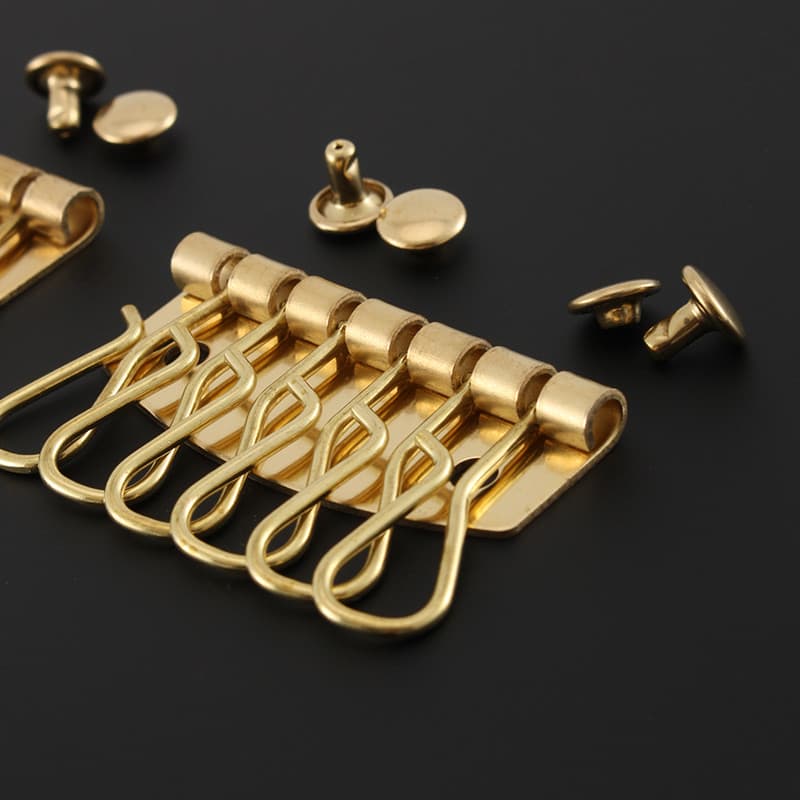 Fivela de fio de bronze chave linha chaveiro artesanal saco de couro genuíno ferragem artesanal DIY couro arte acessório