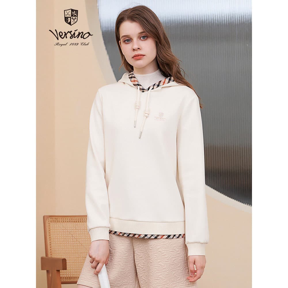 Versino versino feminino outono novo estilo moletom com capuz feminino Casual redução de idade jaqueta com cordão