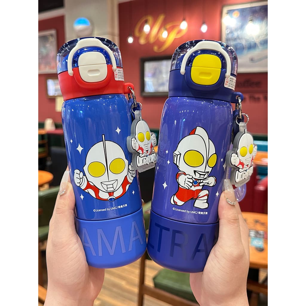 Ultraman copo térmico infantil meninos escola copo de palha especial com tampa garrafa de água de aço inoxidável 316 por