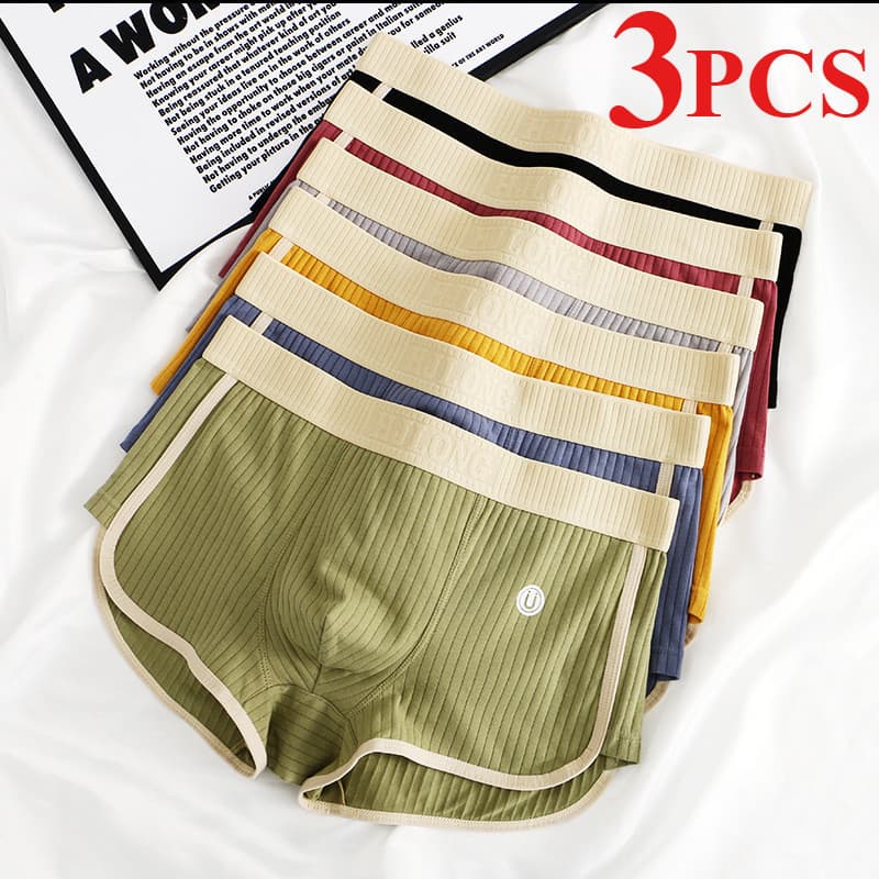 3 novos estilos de cuecas antibacterianas masculinas, design listrado simples, respirável e confortável, Boxer C6336