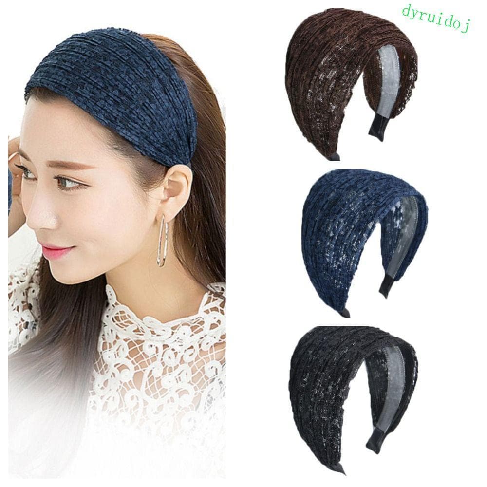DYRUIDOJ1 Faixa De Cabelo De Malha De Renda , Larga De Argola , Tiara Lateral Para Mulheres