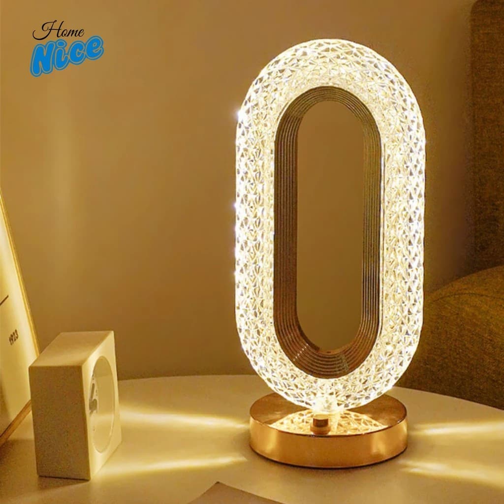 Luminária de Mesa Lâmpada Touch Quarto Luxuosa Cristal Acrílico 3 Tons de Led