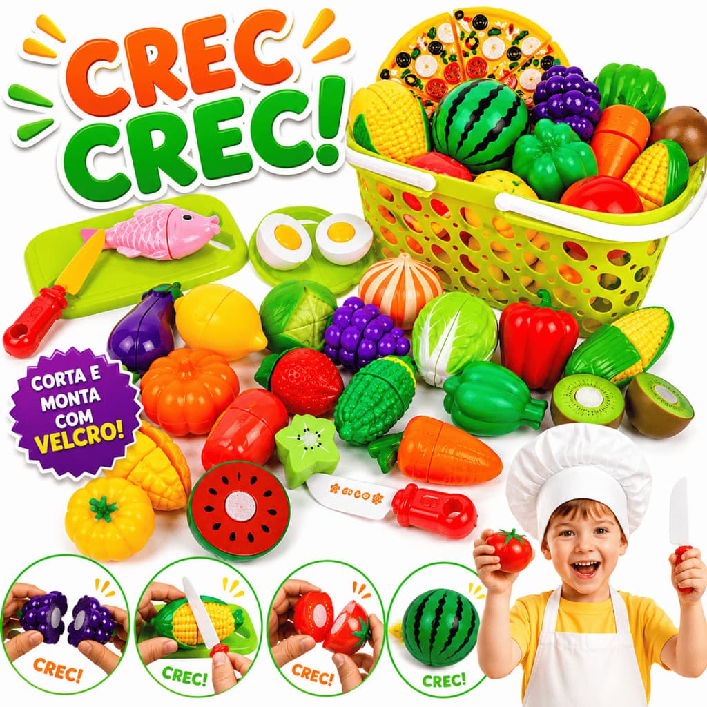 Brinquedo Comidinha Cozinha Frutas e Verduras Infantil Legumes para Crianças