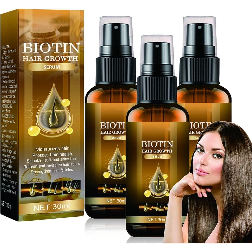 Sérum de Biotina, Spray, para Espessamento e Cuidado Rápido (3 Peças)