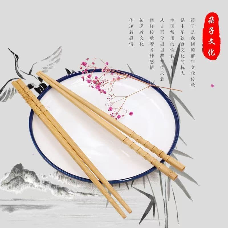 Pauzinhos de bambu estilo chinês talheres de bambu Natural pauzinhos culturais resistente a altas temperaturas ambiental