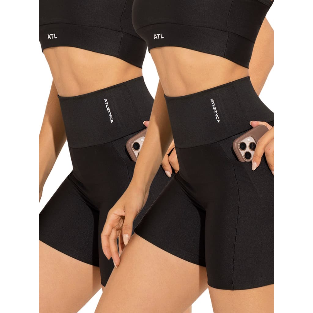 Kit 2 Shorts Fitness Feminino com Bolso Academia Atletyca