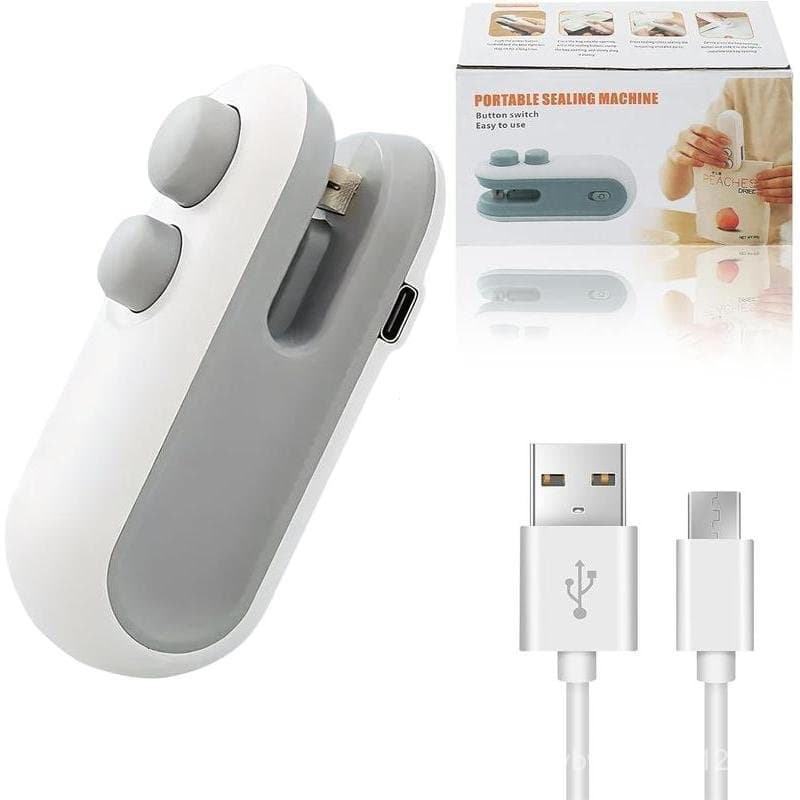 Máquina de Selagem e Corte 2 em 1, Seladora Térmica Portátil Recarregável por USB para Armazenamento de Lanches e Alimen