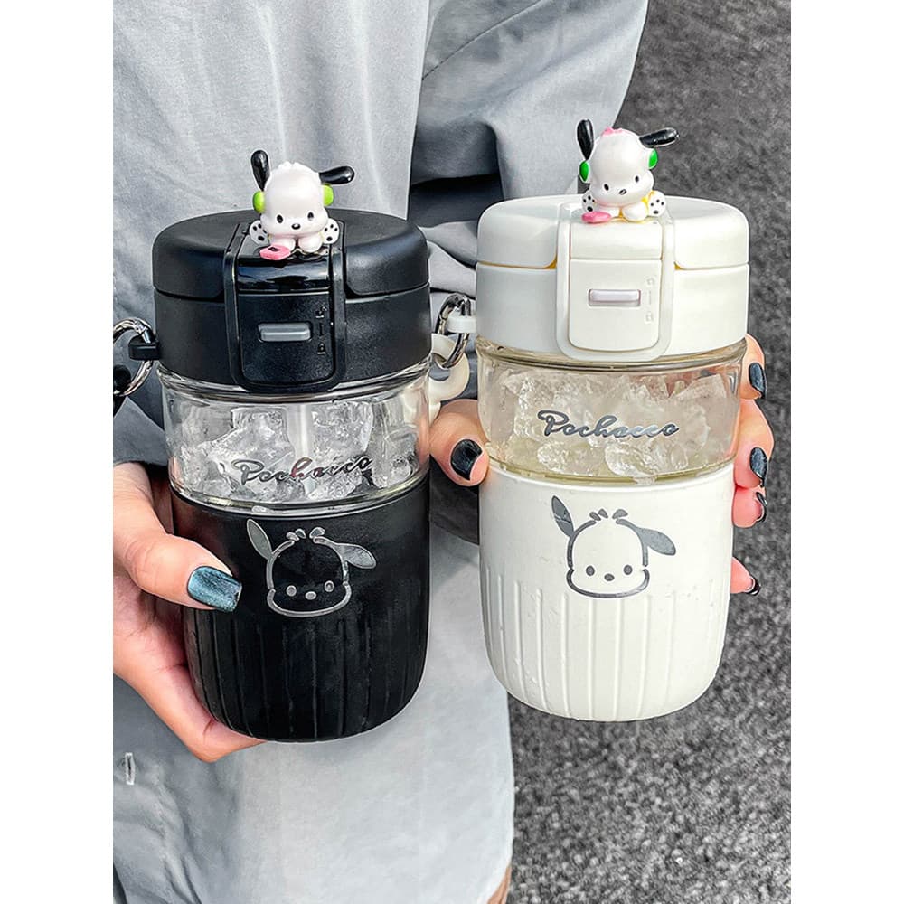 Copo de vidro de palha resistente a altas temperaturas Anti-escaldante de alto valor duplo beber meninos meninas escritó