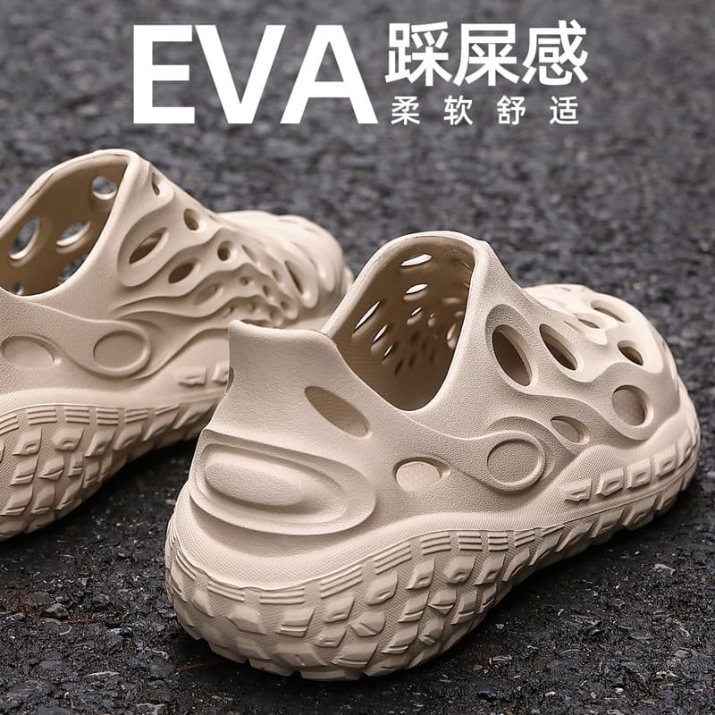 Buraco sapatos masculinos estilo de sola grossa exterior Wear 2024 novo estilo verão praia Anti-deslizamento eva respirá