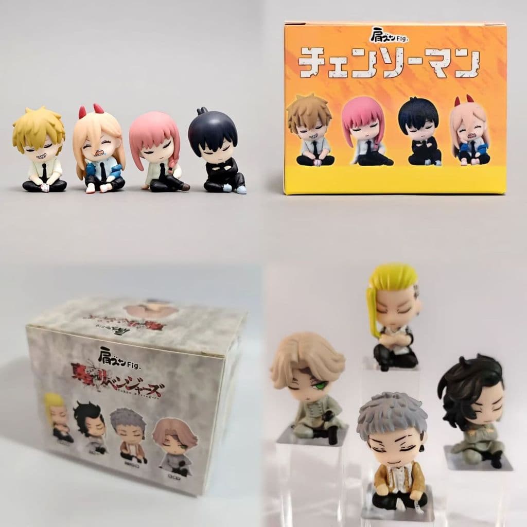 Tokyo Revengers 4 Figuras com Apoio de Ombro: Ryuguji Ken, Kageyoshi Sando, Takahiro Mifune - Conjunto de Figuras de Ani