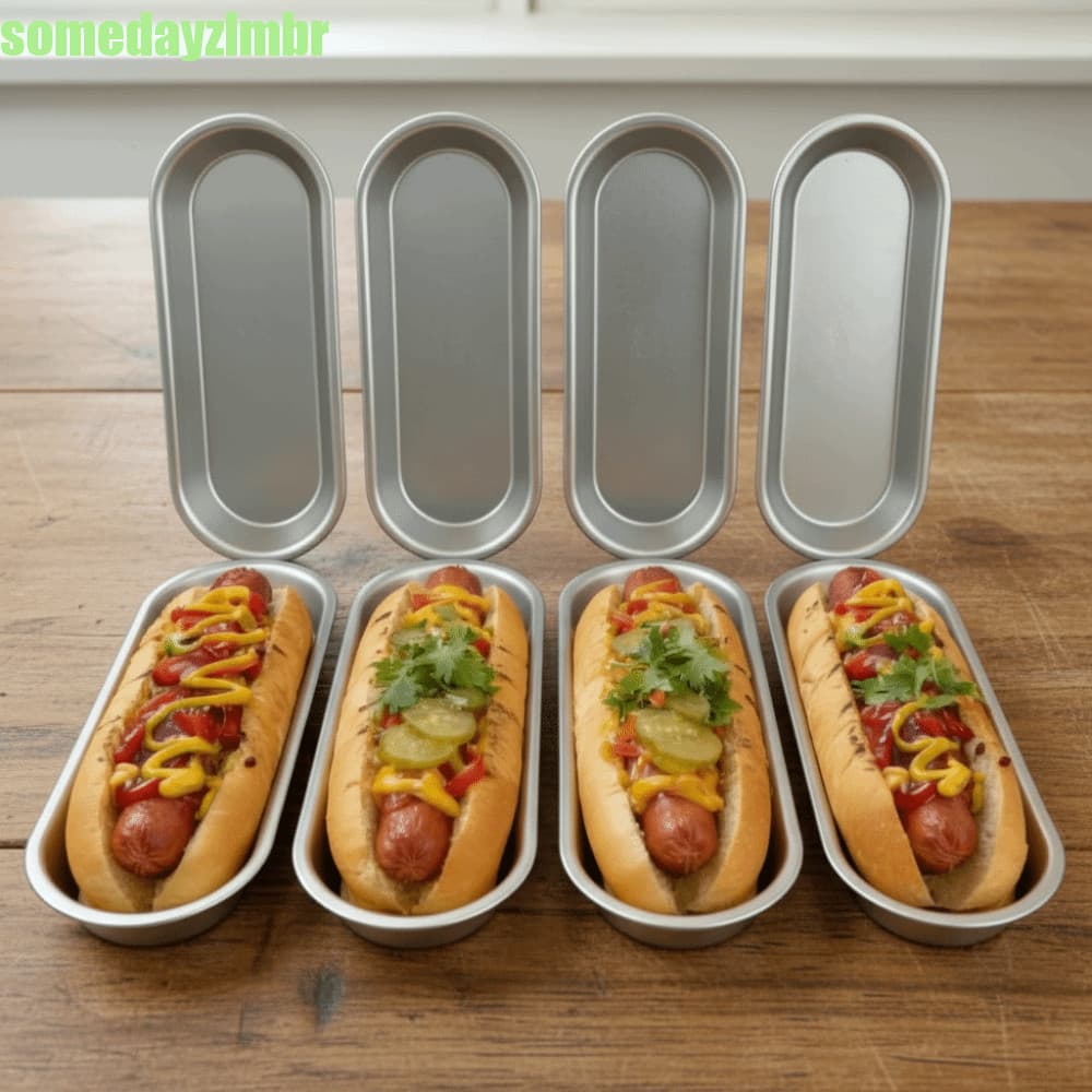 SOMEDAYZL0M 4 Peças De Molde De Pão De Cachorro-Quente , Assadeira Salsicha Antiaderente De Liga De Alumínio , Resistent
