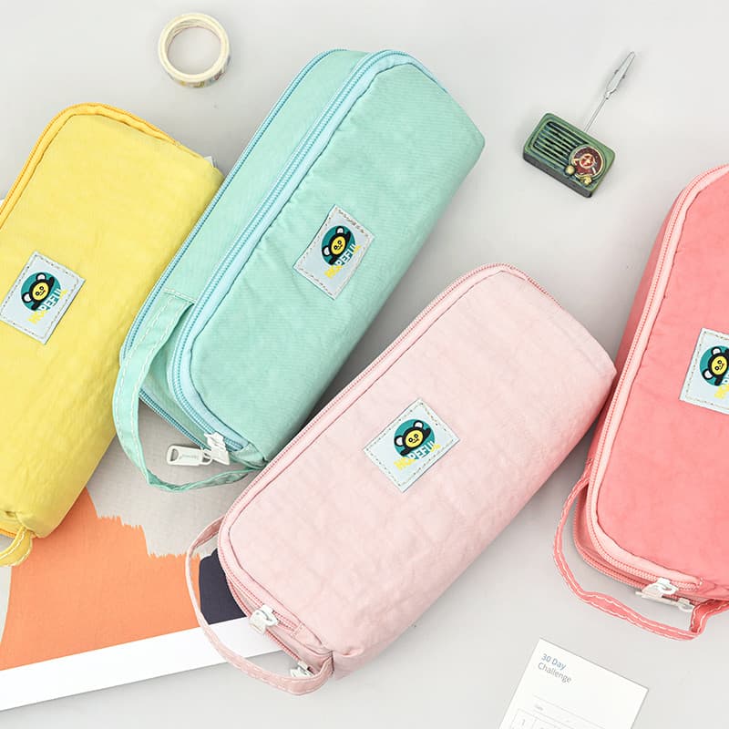 Urso rindo, camada dupla, grande capacidade, em camadas, bolsa de papelaria, caixa de papelaria, bolsa de armazenamento,