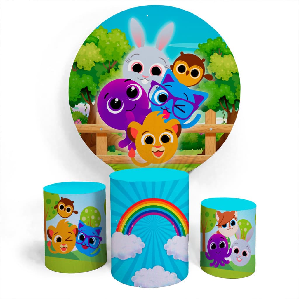 Kit Capa Painel Personalizado E Trio Cilíndros Temático Veste Fácil  Festa Infantil Bolo Fofo | Envio ágil