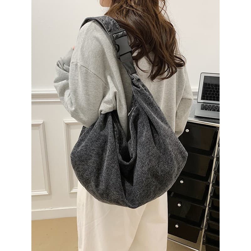 Senhoras sacola de grande capacidade estilo preguiçoso lazer viagem Denim um ombro portátil Cross-Body todos @-