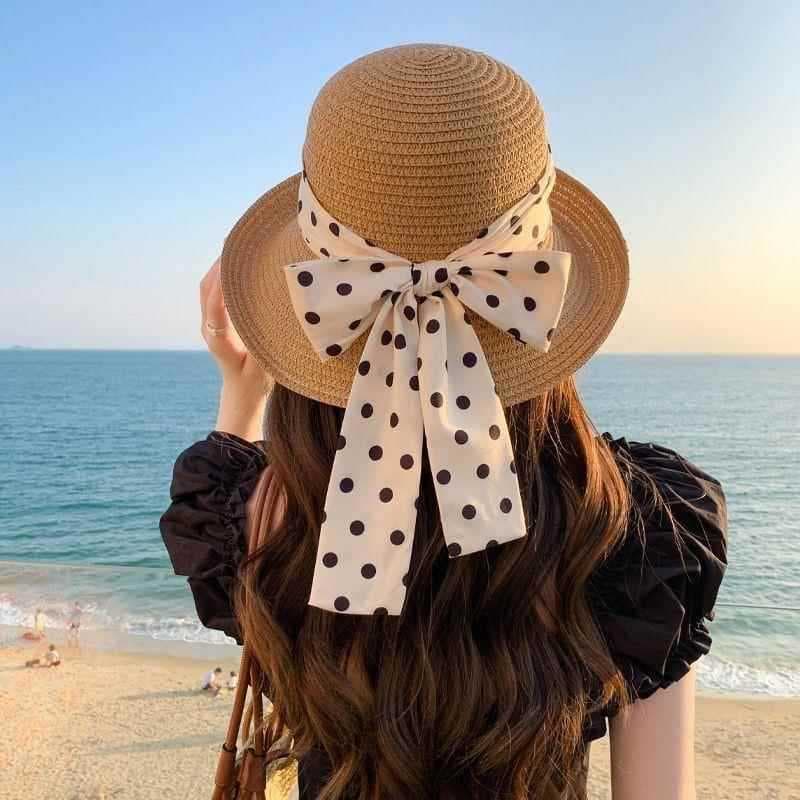 Chapéu de palha feminino verão fita viagem bacia chapéu de aba larga chapéu de praia protetor solar de aba grande moda c