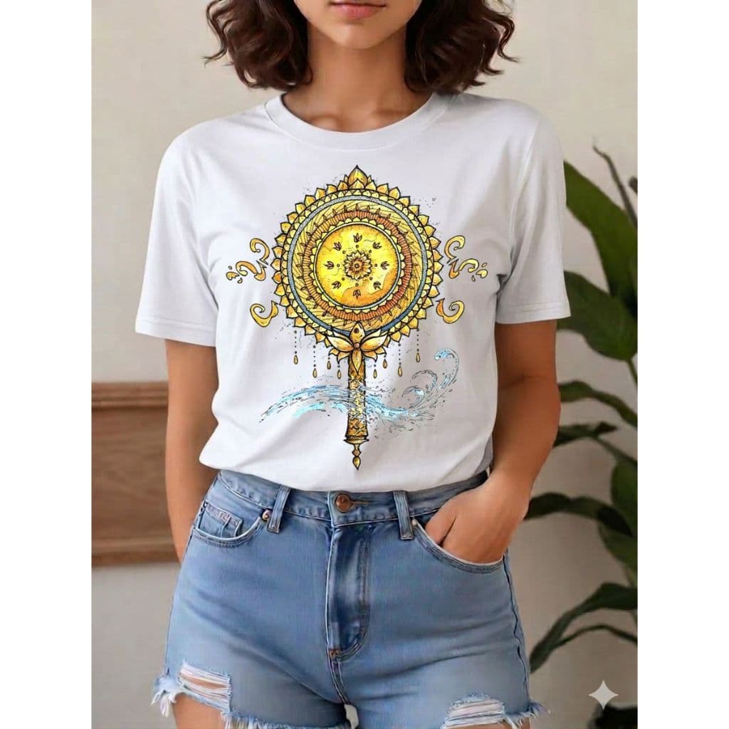 Camiseta tradicional camisa feminina100%algodão  festa brasilidades umbanda axé orixá espelho oxum2