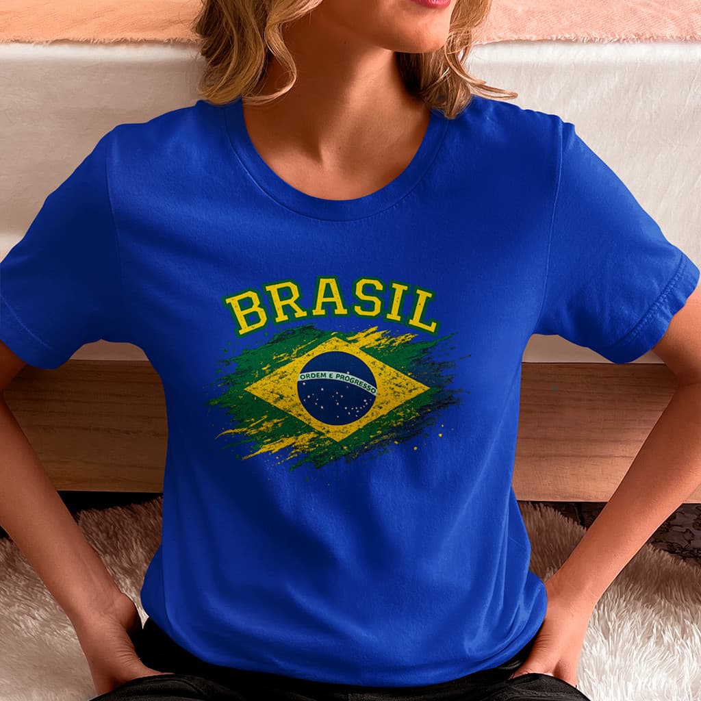 Camiseta Brasil Feminina Copa do Mundo 2026 Bandeira - 100% Algodão Várias Cores