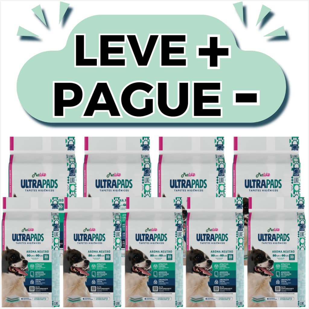 Kit 9 Pacotes Tapetes Higiênicos UltraPads Neutro Para Cães Petlike 80x60cm Com 270 Tapetes