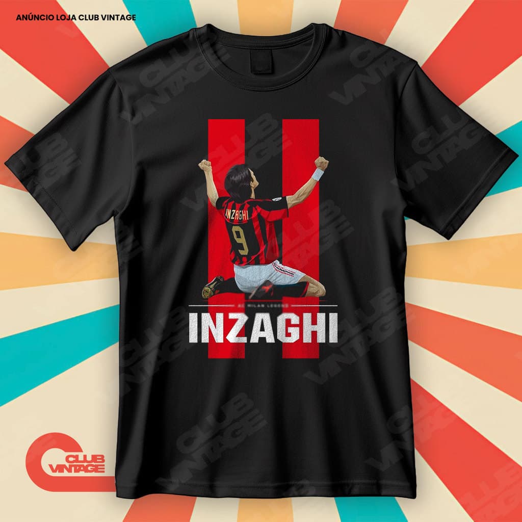Camiseta Filippo Inzaghi Jogador Histórico Lenda Blusa Camisa Futebol 100% Algodão