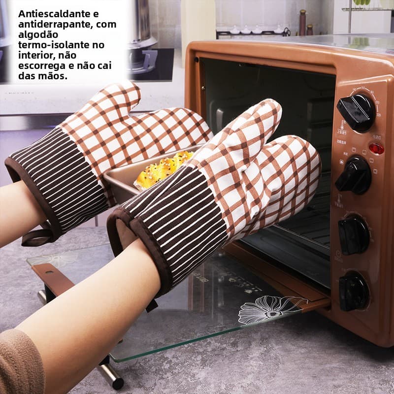 Luvas isolantes de algodão espesso, luvas para micro-ondas de cozinha, luvas para forno, anti-queimadura resistent