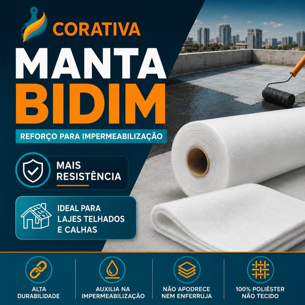 Manta Bidim Geotêxtil Reforço Impermeabilização Laje Telhado Parede Manta Líquida Anti Trinca Casa