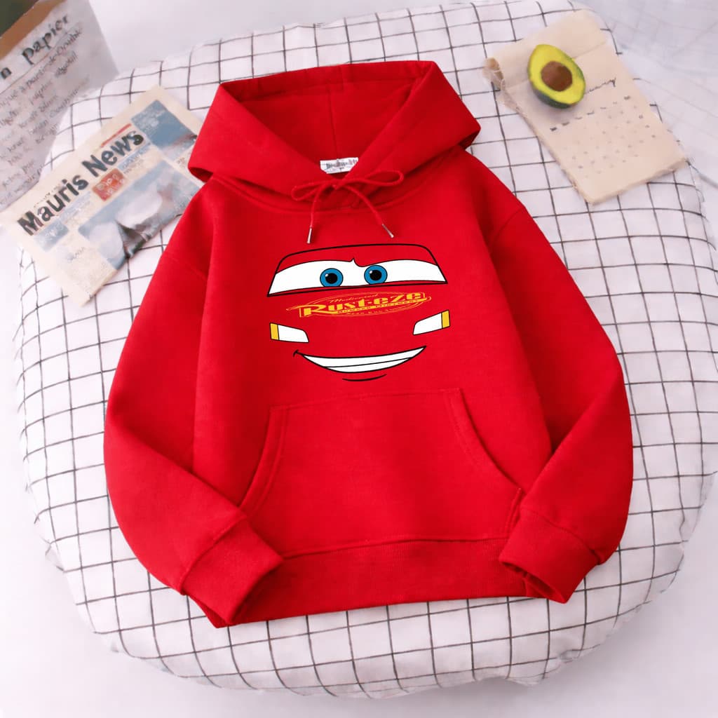 Moletom Infantil Carros Relâmpago McQueen Desenho Filme Criança Blusa De Frio Casaco Confortável Flanelado