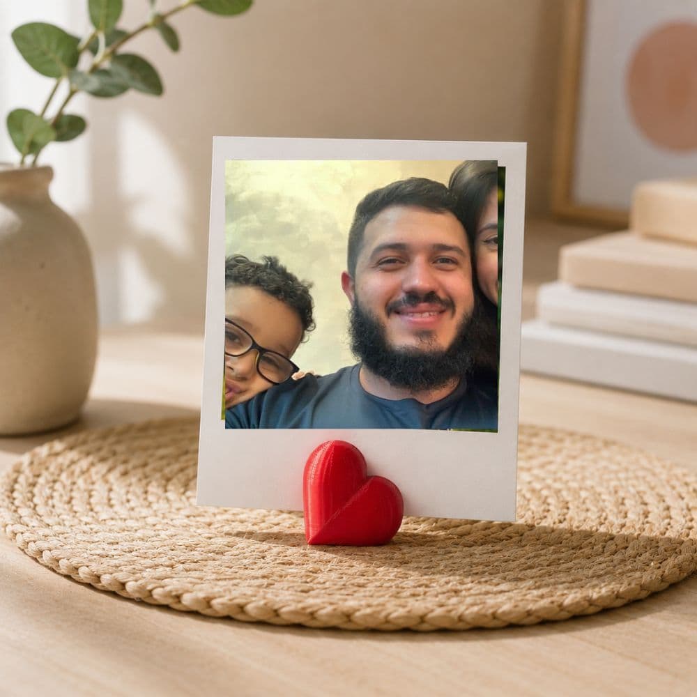 Kit Suporte Porta Foto Polaroid Coração | Expositor para Fotos, Recados e Cartões | 5 a 30 Unidades