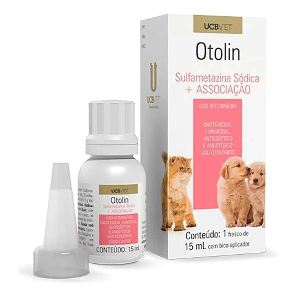 Otolin 15ml Ucb Otológica Otite Externa Otorreias Cães Gatos