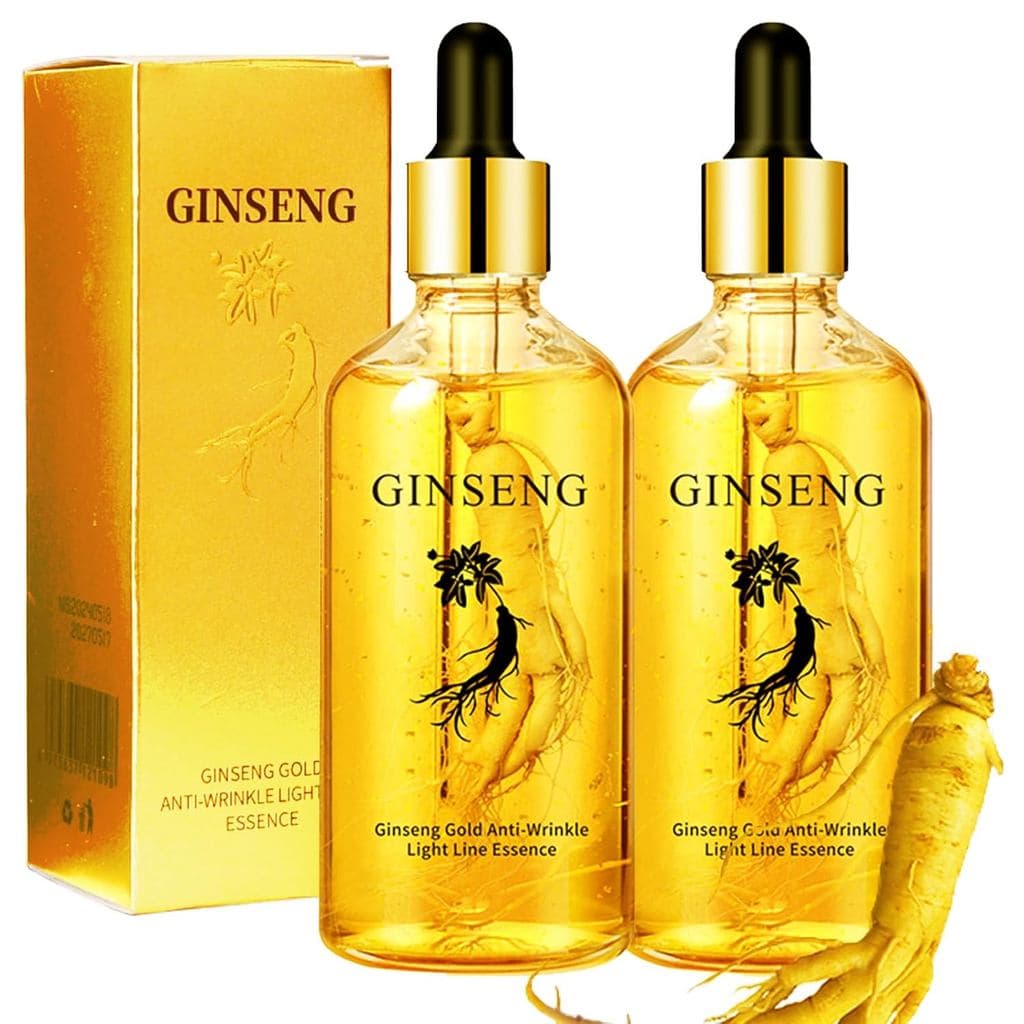 2 frascos de sérum anti-envelhecimento com peptídeos de ginseng, sérum anti-rugas com extrato de ginseng, óleo essencial