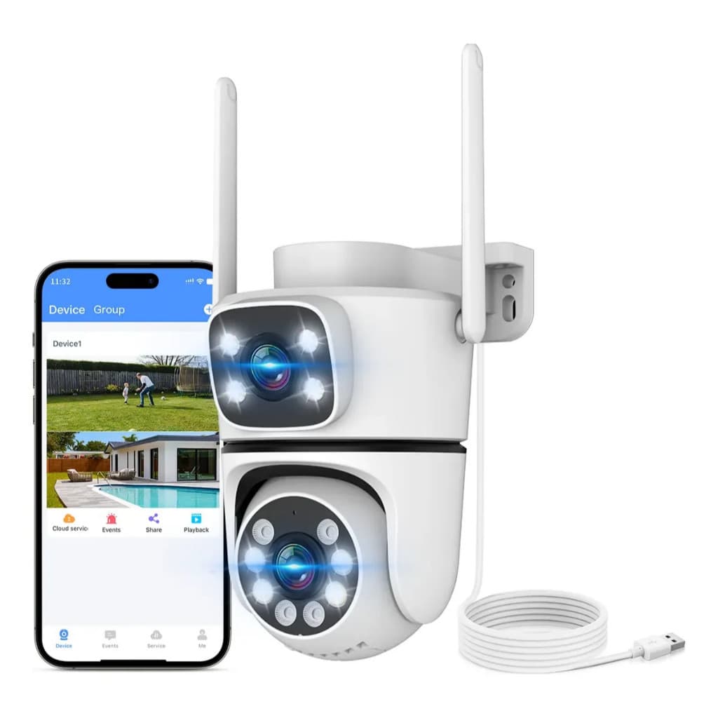 Câmera Segurança WiFi 5MP Dupla Lente Visão Noturna PTZ Monitoramento Celular