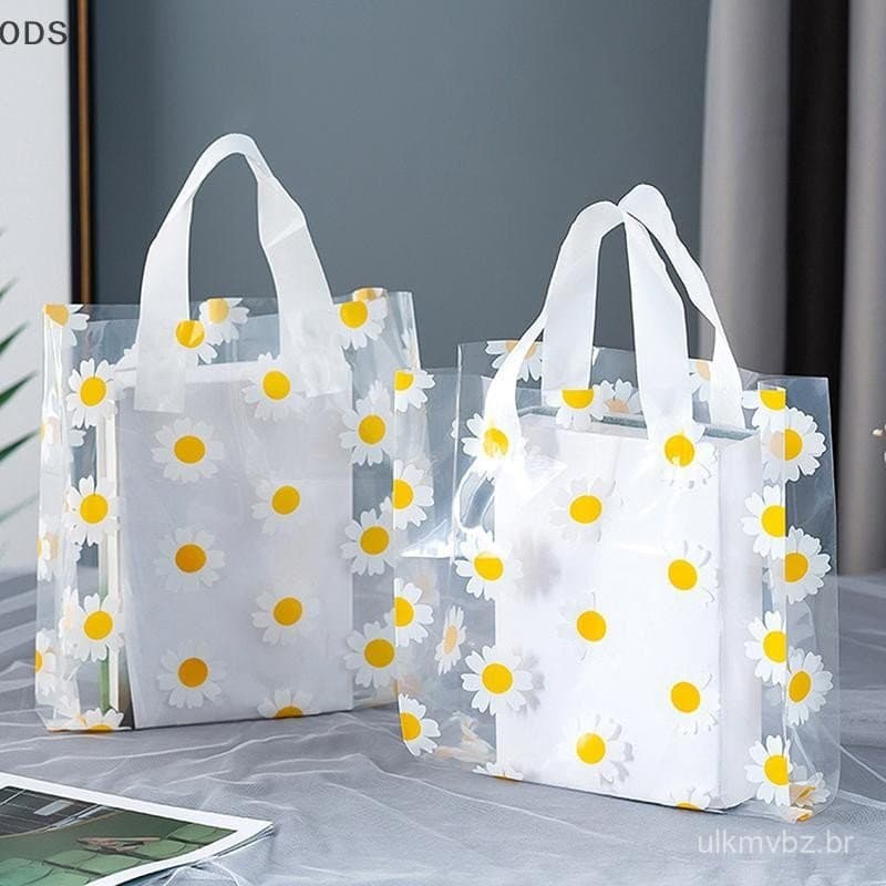 ODS 5/10Pcs Sacos De Presente Impressos Sacola Transparente Bolsa Portátil Embalagem De Moda De Compras Casual À Prova D