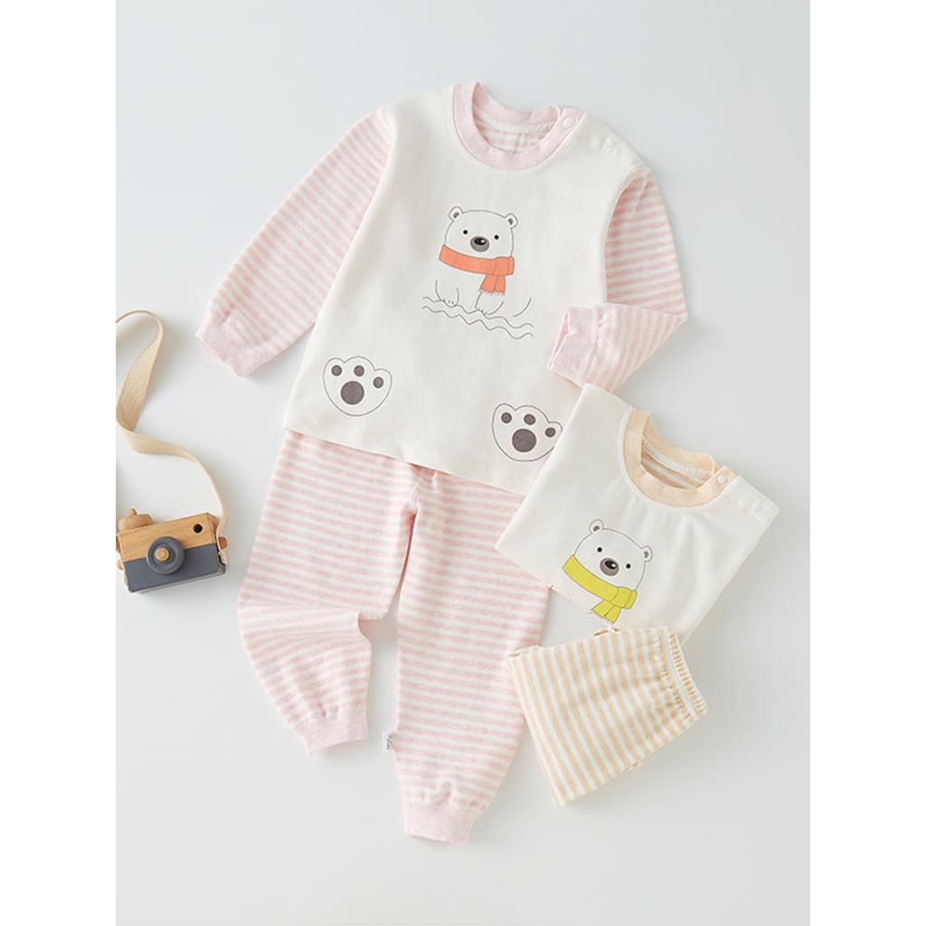 Outono inverno bebê conjunto de roupa interior térmica confortável veludo masculino feminino roupas outono calças compri