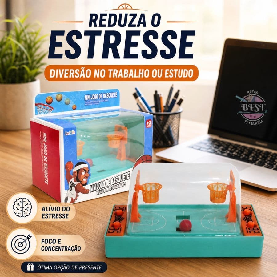 Mini Jogo de Basquete Duplo Infantil Com Lançador e Com Placar