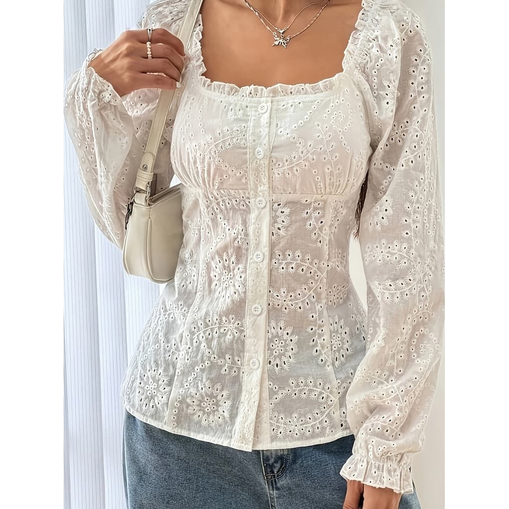 Cardigã Oco Bordado Feminino cardigan De Cor Sólida