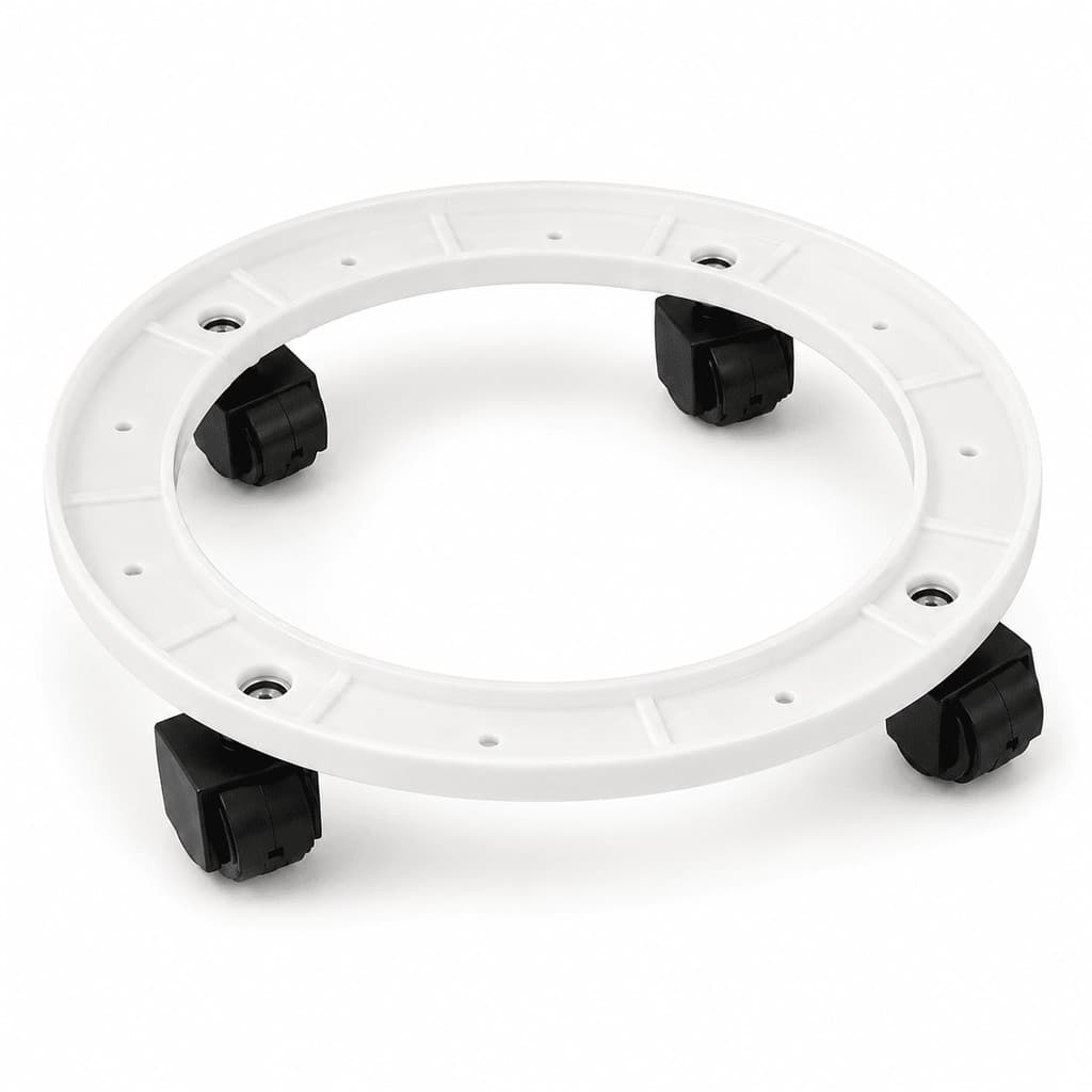 Suporte Botijão Gás Galão Vaso Com Rodinha Branco 29cm