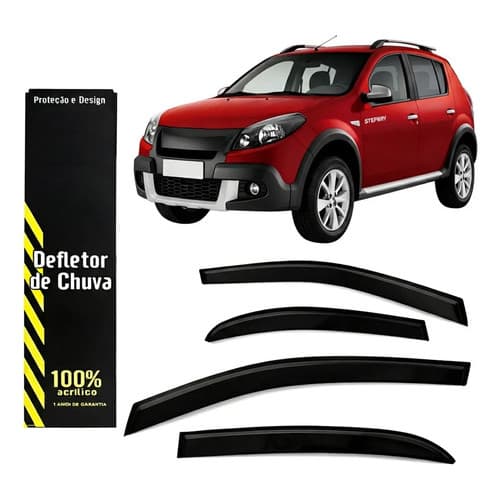 Calha Chuva Defletor Sandero 2008/2014 /4 Portas Jogo Luxo