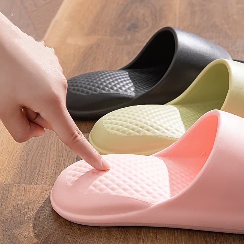 [Chinelos Unissex De Verão] Cor Sólida Confortável Simples Criativo Almofada De Ar Elevada Femininos , Versáteis De EVA