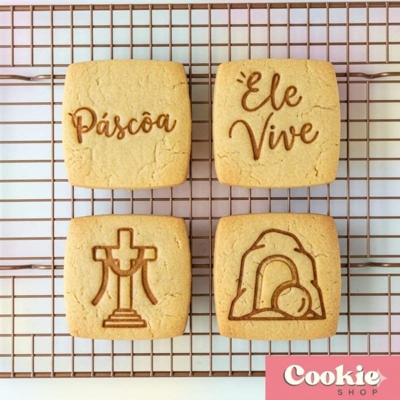 Cortador + Carimbo Pascoa Cristã Para Biscoitos, Massas, Doces E Pasta Americana