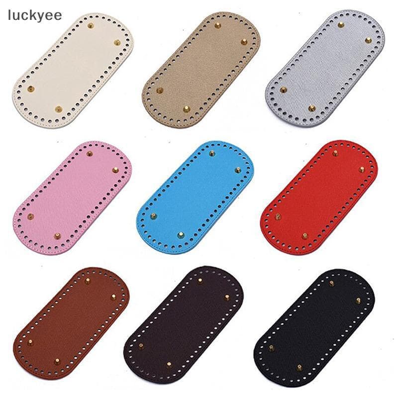luckyeo 22 * 10cm Fundo Longo Para Bolsa De Malha Base De Couro PU Feito À Mão Com Furos Crochê Diy Acessórios Inferiore