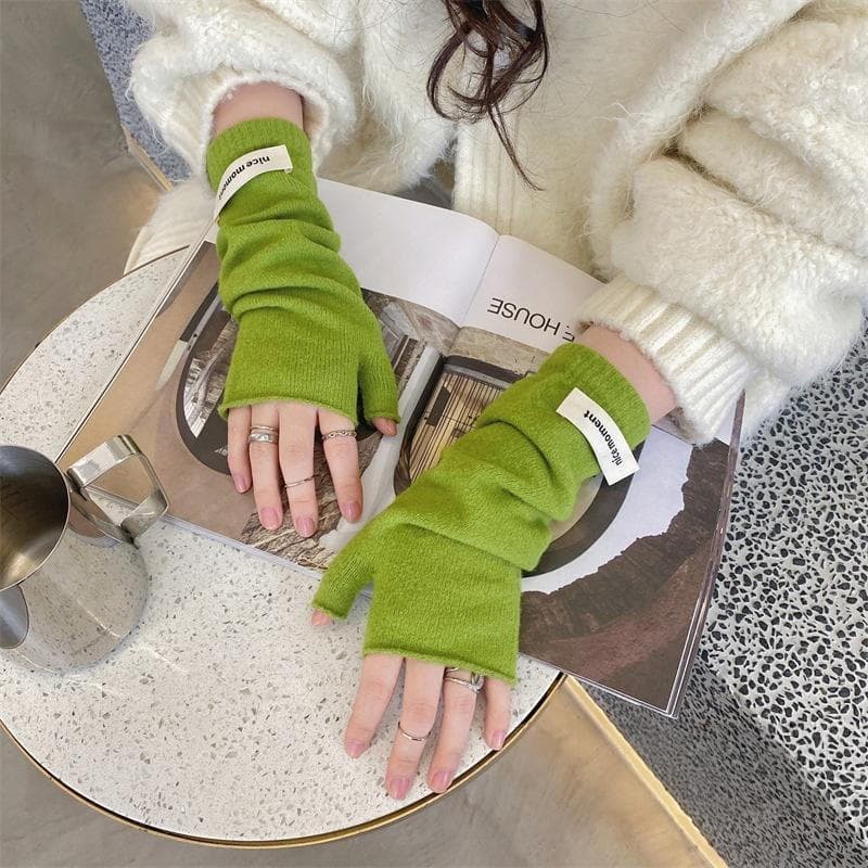 Luvas femininas decorativas longas sem dedos, aquecedores de braço de inverno, luvas de Natal de estilo gótico casual, n