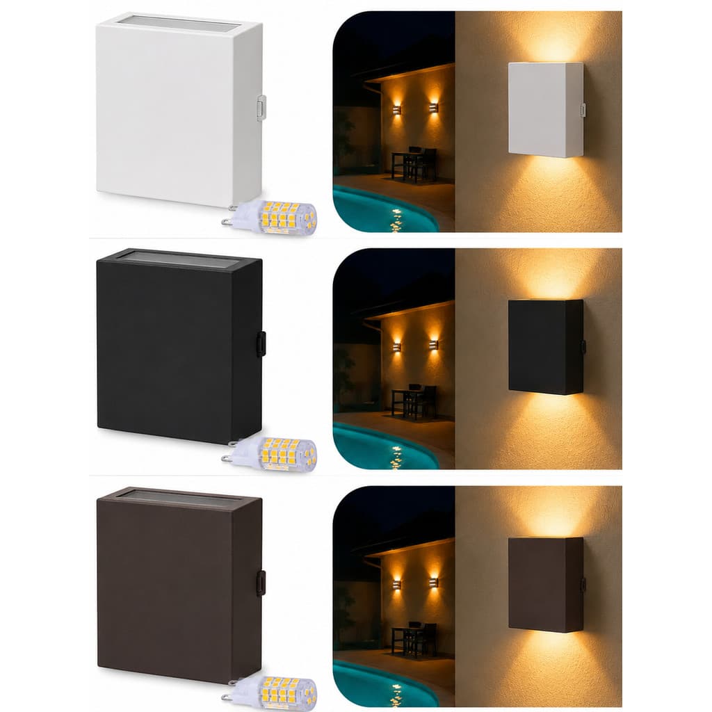 Luminária Arandela Lisa Foco Duplo 110/220v Interno Externo Com Lâmpada G9 Inclusa Cores Branca / Preta / Marrom