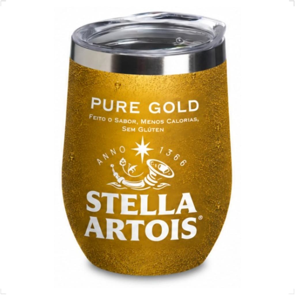 Copo Cuia Térmico Inox Tampa Acrílica 350ml Premium Gold