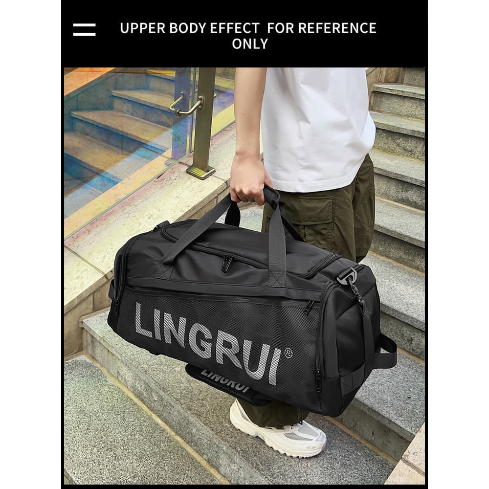 Bolsa de ginástica esportiva portátil masculina, ombro duplo, separação seca e úmida, bolsa de treinamento de natação, g