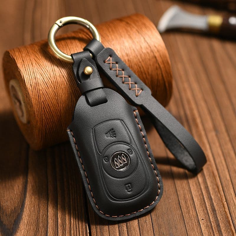 Adequado para Buick Junwei chave capa tio Vion Keqi novo Junyue couro genuíno caso chave do carro escudo