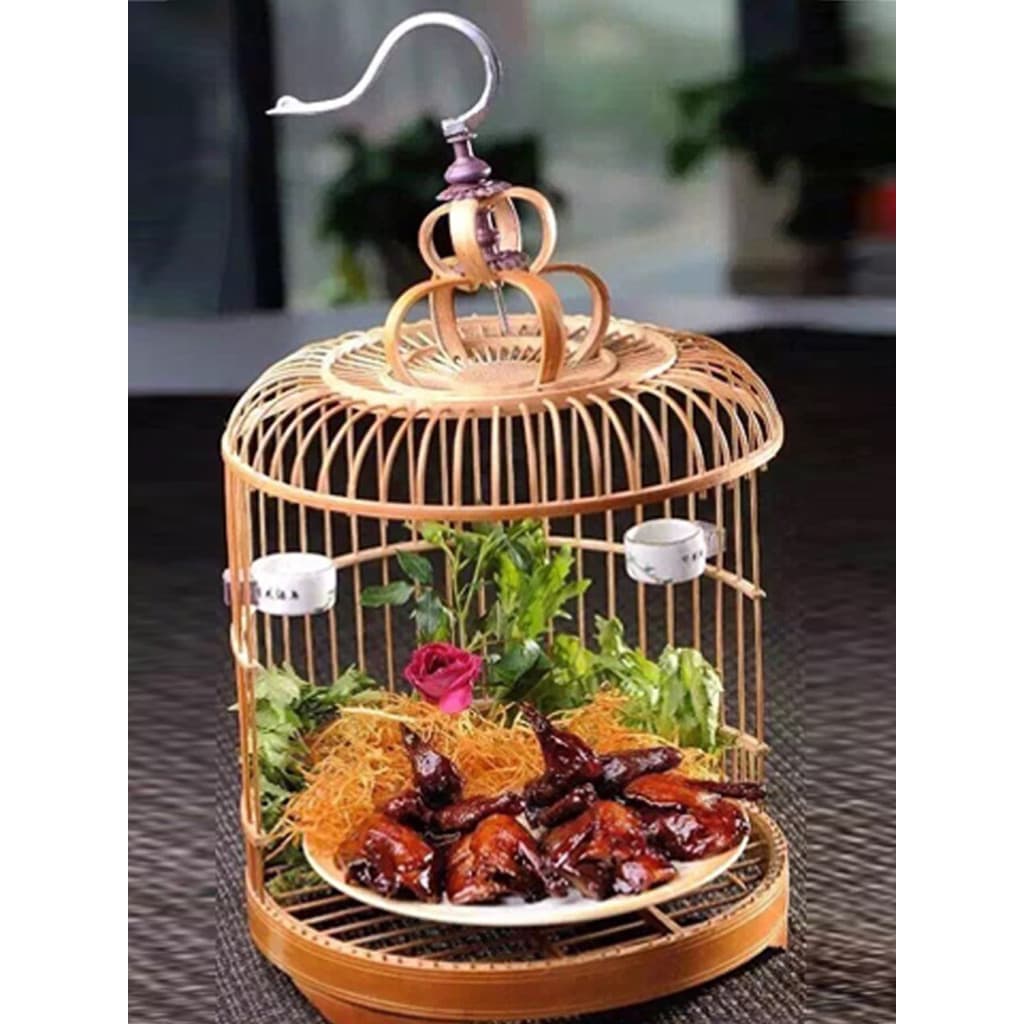 Criativo característica gaiola utensílios de mesa hotel Ming-end hotel pombo utensílios de mesa de bambu único em forma