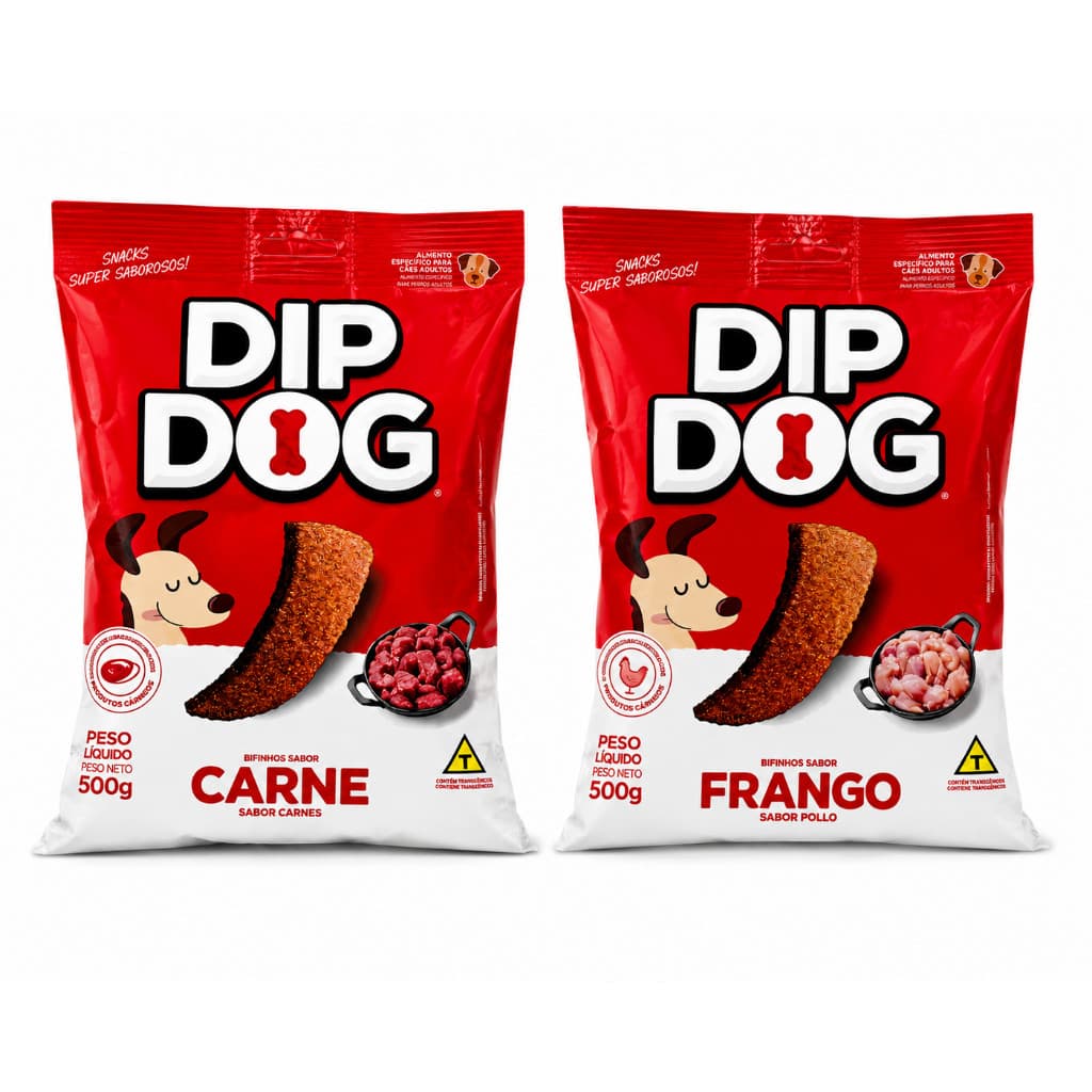 Bifinho Para Cachorro Petisco Snacks Sabor Carne Frango 500g DIP DOG
