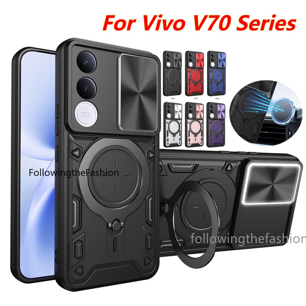 Invólucro Para vivo V70 FE 2026 V70 Elite V70 Lite 4G 5G Capa De Telefone Armadura Magnética Carro Com Suporte De Anel P