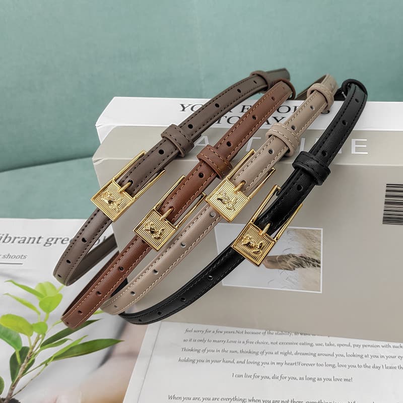 Cinto fino feminino 2026 novo estilo High-End couro genuíno versão coreana All-Match simples terno decorativo combinando