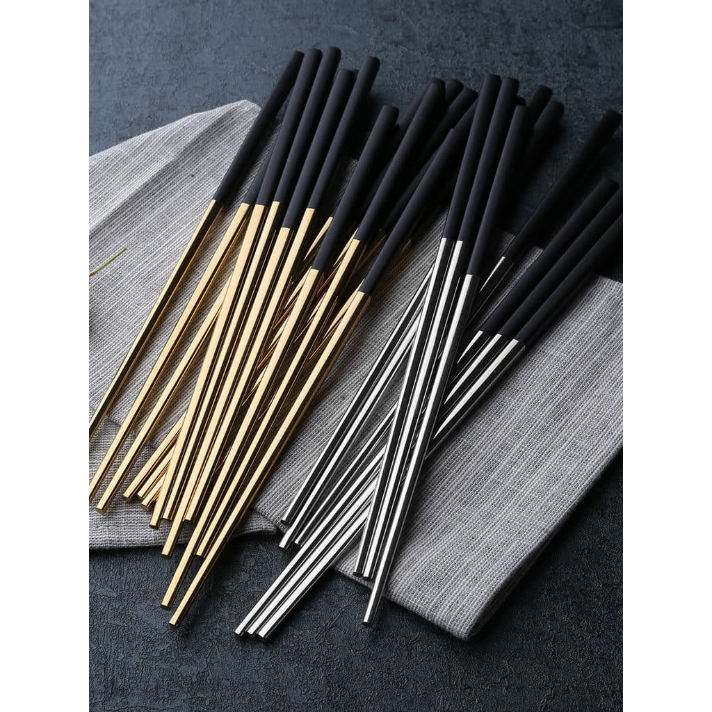 Pauzinhos estilo casal um par high-end 2 pares único 304 aço inoxidável high-end conjunto dois pares colher doméstica rá